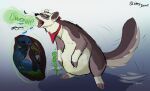 abdominal_bulge anthro avian bird blush bodily_fluids burping_up_feather burping_up_glasses burping_up_object corvid digestion domestic_ferret duo eyes_closed eyewear glasses hi_res inside_stomach internal jay_(bird) kerchief kerchief_only male male/male mammal milo_(slimyjaws) mostly_nude mustelid musteline neckerchief neckerchief_only new_world_jay open_mouth oral_vore oscine passerine scrub_jay slimyjaws stomach_acid true_musteline vore weasel