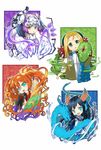  animal_ears aqua_eyes bad_id bad_pixiv_id black_hair blonde_hair blue_eyes cat_hair_ornament double_bun dragon hair_ornament haku_(p&amp;d) karin_(p&amp;d) leilan_(p&amp;d) long_hair meimei_(p&amp;d) multiple_girls nyori open_mouth orange_hair puzzle_&amp;_dragons short_hair silver_hair smile tail tiger_tail triangle_mouth turtleneck twintails yellow_eyes 