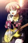  1girl game_cg guitar hair_ornament instrument katakura_shinji kira_kira pink_hair shiino_kirari short_hair 