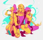  2girls bad_id bad_pixiv_id hood jojo_no_kimyou_na_bouken leotard long_hair mariah midler multiple_girls pink_leotard pino_0_0 stardust_crusaders sunglasses vanilla_ice veil 