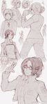  annie_leonhardt bad_id bad_tumblr_id bandages glasses hair_down hair_up hange_zoe highres ililaz jacket monochrome multiple_girls pose shingeki_no_kyojin short_hair sketch ymir_(shingeki_no_kyojin) 