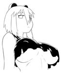  animal_ears araiguma-san breasts covered_nipples crop_top expressionless from_below greyscale large_breasts monochrome no_bra original raccoon_ears short_hair sidelocks solo tsukudani_(coke-buta) underboob 