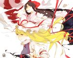  black_hair blonde_hair hakurei_reimu hakurei_reimu_(pc-98) long_hair multiple_girls nail_polish one_eye_closed shuang9705 sketch touhou touhou_(pc-98) yakumo_yukari yin_yang 