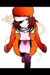  ab00 bad_id bad_pixiv_id bakemonogatari brown_eyes brown_hair hat highres monogatari_(series) sengoku_nadeko short_hair sleeves_past_wrists solo 