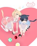  alois_trancy animal_ears blonde_hair blue_eyes blue_hair cat_day cat_ears cat_tail ciel_phantomhive claude_faustus crossdressing dress eyepatch full_body kuroshitsuji male_focus multiple_boys musical_note otoko_no_ko roko_(rkrk_s) sebastian_michaelis striped striped_legwear tail thighhighs white_legwear 