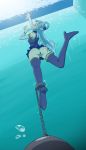  1girl absurdres anus aqua_(konosuba) asphyxiation ass blue_eyes blue_hair blush boots bound drowning dying highres kono_subarashii_sekai_ni_shukufuku_wo! no_panties pussy skirt solo thigh_boots thighhighs underwater upskirt 