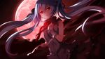  bandages blue_hair cloud crying floating_hair full_moon hand_on_own_chest hatsune_miku long_hair moon night red_eyes sky solo star_(sky) starry_sky very_long_hair vocaloid yuuki_kira 