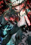  bodysuit cape glowing glowing_eyes highres kantai_collection long_hair looking_at_viewer monster organ_derwald pale_skin red_eyes shinkaisei-kan silver_hair solo wo-class_aircraft_carrier 