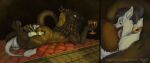 absurd_res anal anthro anthro_on_anthro anus avian balls beak bed big_dom_small_sub brown_body butt claws demon digital_media_(artwork) digitigrade dominant dragon feathers fur furniture furred_dragon furred_scalie genitals glowing glowing_eyes hi_res horn larger_male licking lying lying_on_bed male male/male multicolored_body mythological_creature mythological_scalie mythology on_bed on_front oral orange_body raised_tail reku_illustration rimming rimming_male scalie sex simple_background size_difference spread_butt spreading stripes tail tail_tuft thick_thighs tongue tuft two_tone_body white_body worship worshiping