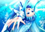  blue blue_eyes blue_hair boots bubble cure_marine dress hair_ornament hair_ribbon heart heartcatch_precure! kurumi_erika long_hair magical_girl open_mouth outstretched_arms precure ribbon shiratama0426 smile solo sunlight thighhighs underwater water wet wet_clothes white_legwear wrist_cuffs 