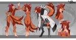 2024 absurd_res anthro areola breasts canid canine clothed clothing exposed_breasts eyebrows eyes_closed female fluffy fluffy_tail fully_clothed fur hair hi_res long_hair mammal nipples nude open_mouth orange_body orange_fur orange_hair purple_eyes seducing_viewer seductive solo sonofan standing standing_position tail teeth teeth_showing