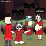 anthro artist_logo artist_name bear bell bell_collar blue_body blue_fur blush bodily_fluids bovid brother_(lore) brother_and_sister_(lore) cape caprine clothing collar crossed_arms crown cult cult_of_the_lamb cultist detailed_background egg english_text eyeliner eyes_closed female follower_(cult_of_the_lamb) fur giant_panda grin hair happy headgear hi_res hug implied_incest jalala_(cult_of_the_lamb) kneeling lamb_(cult_of_the_lamb) logo makeup male mammal massive_monster_(studio) mephitid multicolored_body multicolored_fur multicolored_hair panda-moan-yum red_crown_(cult_of_the_lamb) rinor_(cult_of_the_lamb) robe scar sheep sibling_(lore) sister_(lore) skunk slightly_chubby slightly_chubby_female smile speech_bubble standing sweat text traumatized two_tone_body two_tone_fur two_tone_hair white_body white_fur white_hair wide_eyed yarlen_(cult_of_the_lamb)