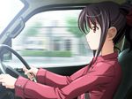 1girl brown_eyes brown_hair car driving game_cg isurugi_chie katakura_shinji kira_kira motor_vehicle short_hair vehicle 