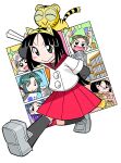  :&gt; :p animal_ear_hairband animal_ears animal_hair_ornament animal_on_head bandaid bandaid_on_face bandaid_on_nose black_hair black_outline black_stripes black_tail blue_hair blunt_bangs blunt_ends blunt_sidelocks blush blush_stickers book buttons cd closed_eyes closed_mouth colored_inner_animal_ears colored_sclera confetti cub dhole_(toranoana) english_text eyelashes fake_animal_ears folding_fan full_body green_eyes green_hair green_sclera grey_footwear grey_sleeves grey_socks grey_undershirt hair_between_eyes hairband hand_fan hime_cut holding holding_book holding_cd holding_confetti holding_fan holding_manga jacket kneehighs kodomo_(toranoana) kuromimi_kotora layered_sleeves library light_brown_hair loafers long_hair long_sleeves manga_(object) medium_skirt miko_(toranoana) mukku_(mook-tv) official_art on_head open_mouth orange_shirt orange_sleeves outline paneled_background paper_roll paper_stack parted_bangs paw_print pleated_skirt polka_dot red_sailor_collar red_skirt ribbon_kotora ruru_(toranoana) sailor_collar school_uniform second-party_source shirt shoes short_over_long_sleeves short_sleeves siblings sidelocks simple_background sisters skirt socks straight_hair striped_collar striped_fur striped_tail tail tiger tiger_ears tongue tongue_out tora_da_yo. toranoana translation_request undershirt very_long_hair white_background white_jacket white_outline white_sleeve_cuffs wide_sleeves yellow_fur yellow_hairband yellow_tail 