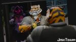  2024 3d_(artwork) :3 absurd_res anthro arm_tuft assassin bathroom bear black_body black_fur breasts claws clothed clothing curvy_figure digital_media_(artwork) epic_games evil_grin eye_scar facial_scar felid female fingerless_gloves fortnite fur gloves gun handgun handwear hi_res hood humanoid inside jaskitohura looking_back male mammal mirror mirror_reflection muscular muscular_anthro muscular_male neck_tuft necktie orange_body orange_fur oscar_(fortnite) pantherine pistol purple_body purple_eyes purple_fur ranged_weapon raven_team_leader reflection scar shadow_face shirt shoulder_tuft signature smile sneaking striped_body striped_fur stripes suit tiger topwear tuft weapon whiskers white_body white_fur wide_hips yellow_eyes 