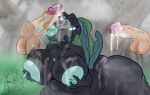  anthro areola big_breasts big_butt big_penis bimbo_lip black_body bodily_fluids breast_grab breast_squish breasts bukkake butt cum cum_drip cum_everywhere cum_on_face digital_media_(artwork) disembodied_penis dripping erection female foreskin genital_fluids genitals hair hand_on_breast huge_breasts huge_butt humanoid_genitalia humanoid_penis kiss_mark kissing leviathan_(rain_world) lips lipstick makeup male messy nipple_fetish nipple_play nipples nude oral penile penis penis_kissing rain_world raining sea self_grope sex simple_background size_difference smile smolreapy solo squish sweat sweatdrop thick_lips thick_thighs videocult water wide_hips 