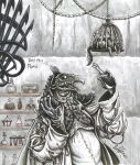 alien anthro beak elderly fangs gown herm_(lore) hi_res laboratory multi_limb renaissance_architecture renaissance_clothing scientist skekla_(artist) skeksis skektek_the_scientist teeth the_dark_crystal