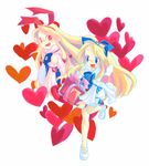  artist_request bat_wings blonde_hair blue_eyes demon_girl detached_sleeves disgaea dual_persona elbow_gloves flonne flonne_(fallen_angel) gloves long_hair lowres makai_senki_disgaea makai_senki_disgaea_2 mary_janes multiple_girls nippon_ichi pointy_ears prinny red_eyes ribbon shoes tail time_paradox wings 