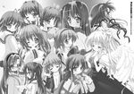  air airmi backpack bag clannad company_connection crossover fujibayashi_kyou fujibayashi_ryou furukawa_nagisa greyscale hikarizaka_private_high_school_uniform ibuki_fuuko ichinose_kotomi kamio_misuzu kannabi_no_mikoto kanon kawasumi_mai key_(company) minase_nayuki monochrome multiple_girls ponytail randoseru ribbon sakagami_tomoyo sawatari_makoto school_uniform short_hair siblings sisters tsukimiya_ayu twins wings 