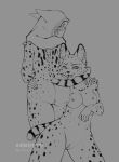 absurd_res animal_genitalia anthro clothing duo felid feline feline_genitalia female female/female genitals headgear headwear hi_res mammal nude nude_female serval sibling_(lore) twins_(lore) unholygoth