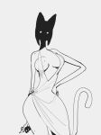 2025 5_fingers anthro bare_shoulders bent_arm big_breasts biped breasts breasts_apart claws clothed clothed_anthro clothed_female clothing dankwoll digital_drawing_(artwork) digital_media_(artwork) domestic_cat dress empty_eyes felid feline felis female finger_claws fingers front_view greyscale hand_on_hip hand_on_own_hip hi_res humanoid_hands long_arms long_tail looking_at_viewer mammal markings mole_(marking) mole_on_breast mole_on_leg mole_on_shoulder monochrome plunging_neckline pointy_ears portrait pose prick_ears shadow_face skimpy skimpy_dress solo standing tail three-quarter_portrait wide_hipped_anthro wide_hipped_female wide_hips
