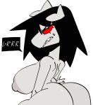 2025 accessory alternate_species anthro areola big_breasts big_nipples black_hair bodily_fluids breasts canid canine canis catwitch_(xarop77) cross digital_drawing_(artwork) digital_media_(artwork) domestic_dog female grey_areola grey_nipples growling hair hair_accessory hairclip hi_res inverted_cross inverted_cross_hair_clip looking_back mammal nipples nude nude_anthro nude_female portrait red_sclera shoulder_blades simple_background solo sweat sweatdrop tail teeth white_background xarop77