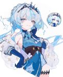  1girl blue_eyes cape cerydra_(conquest)_(honkai:_star_rail) cerydra_(honkai:_star_rail) derivative_work diamond_(shape) flower fur-trimmed_cape fur_trim gloves hashtag-only_commentary highres honkai:_star_rail honkai_(series) nonoko_(1k6sx1encx45226) off_shoulder official_alternate_costume official_alternate_hairstyle thigh_strap tiara white_background white_hair 