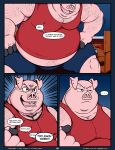 absurd_res annoyed anthro ashtray belly belly_hair big_belly blue_bottomwear blue_clothing blue_shorts body_hair bottomwear chair chest_hair clothed clothed_anthro clothed_male clothing comic dialogue domestic_pig ear_piercing english_text facial_hair fairy_tales fully_clothed fully_clothed_anthro fully_clothed_male furniture hairy hairy_body hairy_legs hairy_man hi_res huge_belly huttsergreywolf larger_male leg_hair male mammal meme musclegut muscular muscular_anthro muscular_arm muscular_arms muscular_male neck_hair overweight overweight_anthro overweight_male pecs piercing pink_body red_clothing red_shirt red_tank_top red_topwear shirt shorts shoulder_hair size_difference solo speech_bubble suid suine sus_(pig) table tall_male tank_top teeth text the_three_little_pigs topwear