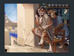 2021 4_toes 5_fingers anthro antiquity archway areola babylonian babylonian_mythology big_areola big_breasts biped blue_eyes breasts building butt butt_grab chair checkered checkered_clothing cheek_tuft chest_tuft city city_background cleavage clothed clothed_anthro clothed_male clothing clothing_lift curly_hair dated day detailed_background digitigrade dress dress_lift duo facial_tuft fangs feet felid feline fingers flashing flashing_breasts flashing_penis fur furniture genitals grope gynomorph gynomorph/male gynomorph_anthro hair hand_on_another&#039;s_butt hand_on_butt heskynn highlights_(coloring) house huldra_(huldratigress) humanoid_genitalia humanoid_penis intersex intersex/male intersex_anthro leopard light long_hair male male_anthro mammal markings mesopotamia mesopotamian_mythology middle_eastern_architecture middle_eastern_clothing middle_eastern_mythology mythology narrowed_eyes nipple_piercing nipple_ring nipple_slip nipples nonbinary_(lore) on_one_leg open_mouth open_smile orange_body orange_fur ornate_furniture pantherine partially_clothed partially_clothed_anthro partially_clothed_gynomorph pattern_clothing pawpads penis piercing pink_areola pink_nipples pink_pawpads prostitution purple_highlights relief_sculpture ring_(marking) ring_piercing ringed_tail ruff scenery sculpture shirt signature sky smile spots spotted_body spotted_fur spotted_markings spotted_tail standing striped_body striped_clothing striped_fur striped_markings striped_tail stripes sumerian sunlight tail tail_markings tan_body tan_fur teeth tiger tile tile_wall toes topwear trans_(lore) tuft tunic tunic_lift wall_(structure) whiskers wood wood_chair wood_furniture ziggurat