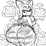 anthro bat bedroom_eyes big_breasts big_butt breasts butt female halloween hi_res holidays huge_butt jack-o&#039;-lantern jack-o&#039;-lantern_print looking_back mammal membrane_(anatomy) membranous_wings motion_lines narrowed_eyes rouge_the_bat seductive sega shaking_butt small_wings smile solo sonic_the_hedgehog_(series) thick_thighs ultimateshadow wings