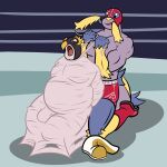arachnid arthropod arthropod_webbing asphyxiation avian bdsm bird bloodshot_eyes bondage bound breath_play breathless bulge choking everythingunderwraps fighting_ring galvantula garrote gasping_for_air generation_5_pokemon generation_6_pokemon generation_9_pokemon hawlucha hi_res imminent_death male male/male mask mateo_de_la_rosa mega_evolution mega_hawlucha nintendo overweight overweight_male pokemon pokemon_(species) snuff spider sports_mask sportswear web_bondage wrestling wrestling_mask wrestling_outfit