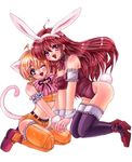  animal_ears bad_id bad_pixiv_id blonde_hair brown_hair bunny_ears bunny_girl bunnysuit cat_ears cat_tail copyright_request high_heels long_hair multiple_girls personification pikota purple_eyes red_eyes shoes short_hair tail thighhighs 