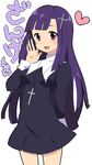  cross dress habit heart kannagi long_hair nun purple_hair sasoribi-dekine solo zange 
