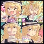  &gt;_&lt; blonde_hair chart closed_eyes dragon_ball dragon_ball_z expressions kirisame_marisa mushroom one_eye_closed parody super_saiyan tears thick_eyebrows touhou v waya 