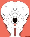 2025 all_fours anthro big_butt black_nose bodily_fluids brian_griffin butt canid canine canis digital_drawing_(artwork) digital_media_(artwork) domestic_dog english_description family_guy fur half-closed_eyes hi_res male mammal narrowed_eyes procreate_(artwork) red_background simple_background small_tail solo sweat sweaty_butt tail tongue tongue_out white_body white_fur wit_1