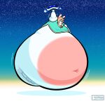 2022 absurd_res amethyst_(gem) anthro artist_name beep-0 belly big_belly blonde_hair blue_eyes blue_sky breasts carrying_another clothed clothed_anthro clothed_female clothing colored crossover crown digital_drawing_(artwork) digital_media_(artwork) duo english_description evening fat_arms fat_legs female female_anthro flying fur gem hair hair_over_eye half-closed_eyes headgear hi_res huge_belly hyper hyper_belly lagomorph larger_anthro larger_female light lighting limbless long_ears looking_at_viewer machine male mammal mario_bros mario_plus_rabbids_kingdom_battle mario_plus_rabbids_sparks_of_hope mitten_hands morbidly_obese morbidly_obese_anthro morbidly_obese_female motion_lines multicolored_body narrowed_eyes navel nintendo noseless obese obese_anthro obese_female outside overweight overweight_anthro overweight_female pawpads rabbid rabbid_rosalina raving_rabbids rayman_(series) robot sapphire_(gem) screen screen_face shaded shirt size_difference sky small_breasts solitaryscribbles star starry_sky tan_body tan_eyelids tan_inner_ear tan_pawpads tan_skin teal_clothing teal_shirt teal_topwear text topwear two_tone_body ubisoft white_body white_fur
