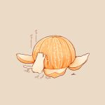  brown_background cat chai_(drawingchisanne) food fruit no_humans orange_(fruit) original peel scratching signature solo undersized_animal white_fur 