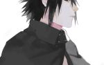  1boy black_cloak black_eyes black_hair chinese_commentary cloak commentary_request expressionless frown head_out_of_frame male_focus naruto:_the_last naruto_(series) ohnopp partial_commentary portrait solo uchiha_sasuke 