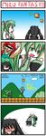  4koma ?_block black_rock_shooter black_rock_shooter_(character) blush catstudioinc_(punepuni) censored comic failure gameplay_mechanics hatsune_miku head_bump highres identity_censor laughing mario mario_(series) multiple_girls nose_blush silent_comic super_mario_bros. thai trembling vocaloid you're_doing_it_wrong 