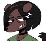 2025 accessory anthro bone_accessory brown_body brown_ears bust_portrait canid canine canis choker clothed clothed_anthro clothed_female clothing digital_drawing_(artwork) digital_media_(artwork) domestic_dog english_description eyewear female female_anthro front_view glasses green_clothing green_shirt green_topwear hair hair_accessory hairclip jewelry mammal necklace portrait round_glasses shirt short_hair simple_background solo tail topwear wearing_glasses white_background white_sclera xarop77