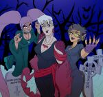 2021 5_fingers absurd_res animal_humanoid arachnid arachnid_humanoid arthropod arthropod_humanoid avian bat bird black_clothing black_gown black_lipstick black_text blue_lipstick breasts brown_body brown_fur brown_hair cat_humanoid catra_(she-ra) cemetery claws cleavage clothed clothing colored_nails cosplay crazy_eyes crossover crossover_cosplay digital_drawing_(artwork) digital_media_(artwork) dress english_description english_text entrapta_(she-ra) feet felid felid_humanoid feline feline_humanoid female fingers fur glowing glowing_eyes gown group hair halloween hanna-barbera heterochromatic_scleras hex_girls hi_res holidays humanoid jewelry kissy_face lipstick looking_at_viewer makeup mammal mammal_humanoid masters_of_the_universe mattel nails necklace netflix night one_eye_closed open_mouth owl pink_eyes purple_hair purple_nail_polish purple_nails red_body red_scales scales scooby-doo_(series) scorpia_(she-ra) scorpion_claws scorpion_humanoid scorpion_tail sharp_nails she-ra_(copyright) she-ra_and_the_princesses_of_power shoe_soles sky soles teal_clothing teal_dress teal_nail_polish teal_nails text thebestcomicking tombstone trio twintails_(hairstyle) white_hair wink