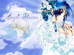  angel angel_flavor angel_wings bell blue_eyes blue_hair flower nanase_aoi solo wallpaper wings 