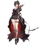  1girl animal ankle_boots arknights arm_behind_back ascot ask_(askzy) bat_(animal) belt_pouch black_boots black_hair black_shorts black_tailcoat black_theme boots crossed_ankles earrings entelechia_(arknights) formal_clothes full_body garter_straps gloves grey_socks hair_horns high_heel_boots high_heels jewelry juliet_sleeves kneehighs long_sleeves micro_shorts official_art pointy_ears pouch puffy_sleeves red_eyes red_gloves red_lips shin_strap shorts simple_background single_garter_strap socks solo standing tachi-e tailcoat thigh_strap third-party_source transparent_background two-sided_tailcoat white_ascot 