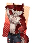2025 3:4 abs alpha_channel anthro arm_accessory arm_cuffs arm_scar armpit_hair arvo_(artist) belly belly_hair belt belt_accessory biceps body_hair bottomwear brown_nose canid canine canis chest_hair chest_tuft clothed clothing denim denim_bottomwear denim_clothing ear_piercing ear_ring ear_tuft epic_games eyebrows facial_hair facial_scar fangs fluffy fluffy_tail fortnite fur hair hand_in_hair hand_on_head hand_on_hip hi_res inner_ear_fluff jeans long_hair looking_away looking_down lycan_west_(fortnite) male mammal multicolored_body multicolored_fur muscular muscular_anthro muscular_arms muscular_male mythological_canine mythological_creature mythology navel nipple_piercing nipples orange_background pants pecs piercing pubes raised_arm red_background red_body red_ears red_eyebrows red_fur red_hair red_inner_ear_fluff red_tail ring_piercing scar simple_background slicked_back_hair solo solo_focus straps tail tan_belly tan_body tan_chest tan_fur tan_tail teeth thick_eyebrows topless topless_anthro topless_male torn_bottomwear torn_clothing torn_jeans torn_pants touching_hair tuft werecanid werecanine werecreature werewolf wolf yellow_eyes