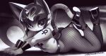  1girl :&lt; ancient_egyptian animal_crossing animal_ears ankha_(animal_crossing) ass blunt_bangs bob_cut breasts cat_ears cat_girl cat_tail fishnet_pantyhose fishnet_sleeves fishnets furry furry_female hair_ornament high-waist_pantyhose high_heels highres hooked_on_heel krokobyaka lace_pantyhose_hooked_on_heel_(meme) looking_at_viewer lying medium_breasts meme on_stomach pantyhose shoes short_hair snake_hair_ornament solo tail 