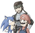  artist_request beard blue_eyes brown_eyes brown_hair facial_hair furry gloves headband lowres mario mario_(series) metal_gear_(series) metal_gear_solid multiple_boys mustache overalls smile solid_snake sonic sonic_the_hedgehog super_mario_bros. super_smash_bros. 