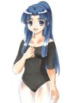  asakura_ryouko blue_eyes blue_hair fujita_(speedlimit) leotard long_hair pantyhose ponytail solo suzumiya_haruhi_no_yuuutsu 