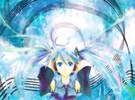  blue_eyes blue_hair detached_sleeves hatsune_miku long_hair md5_mismatch musical_note necktie shintaniya solo twintails vocaloid voice_(first_sound_story)_(vocaloid) 