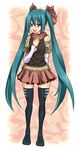  aoinagi aqua_hair hatsune_miku legs long_hair solo thighhighs twintails very_long_hair vocaloid zettai_ryouiki 