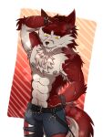 2025 3:4 abs alpha_channel anthro arm_accessory arm_cuffs arm_scar armpit_hair arvo_(artist) belly belly_hair belt belt_accessory biceps bodily_fluids body_hair bottomwear brown_nose canid canine canis chest_hair chest_tuft clothed clothing denim denim_bottomwear denim_clothing dripping ear_piercing ear_ring ear_tuft epic_games eyebrows facial_hair facial_scar fangs fluffy fluffy_tail fortnite fur hair hand_in_hair hand_on_head hand_on_hip hi_res inner_ear_fluff jeans long_hair looking_away looking_down lycan_west_(fortnite) male mammal multicolored_body multicolored_fur muscular muscular_anthro muscular_arms muscular_male musk musk_cloud mythological_canine mythological_creature mythology navel nipple_piercing nipples orange_background pants pecs piercing pubes raised_arm red_background red_body red_ears red_eyebrows red_fur red_hair red_inner_ear_fluff red_tail ring_piercing scar simple_background slicked_back_hair solo solo_focus straps sweat sweatdrop tail tan_belly tan_body tan_chest tan_fur tan_tail teeth thick_eyebrows topless topless_anthro topless_male torn_bottomwear torn_clothing torn_jeans torn_pants touching_hair tuft werecanid werecanine werecreature werewolf wolf yellow_eyes